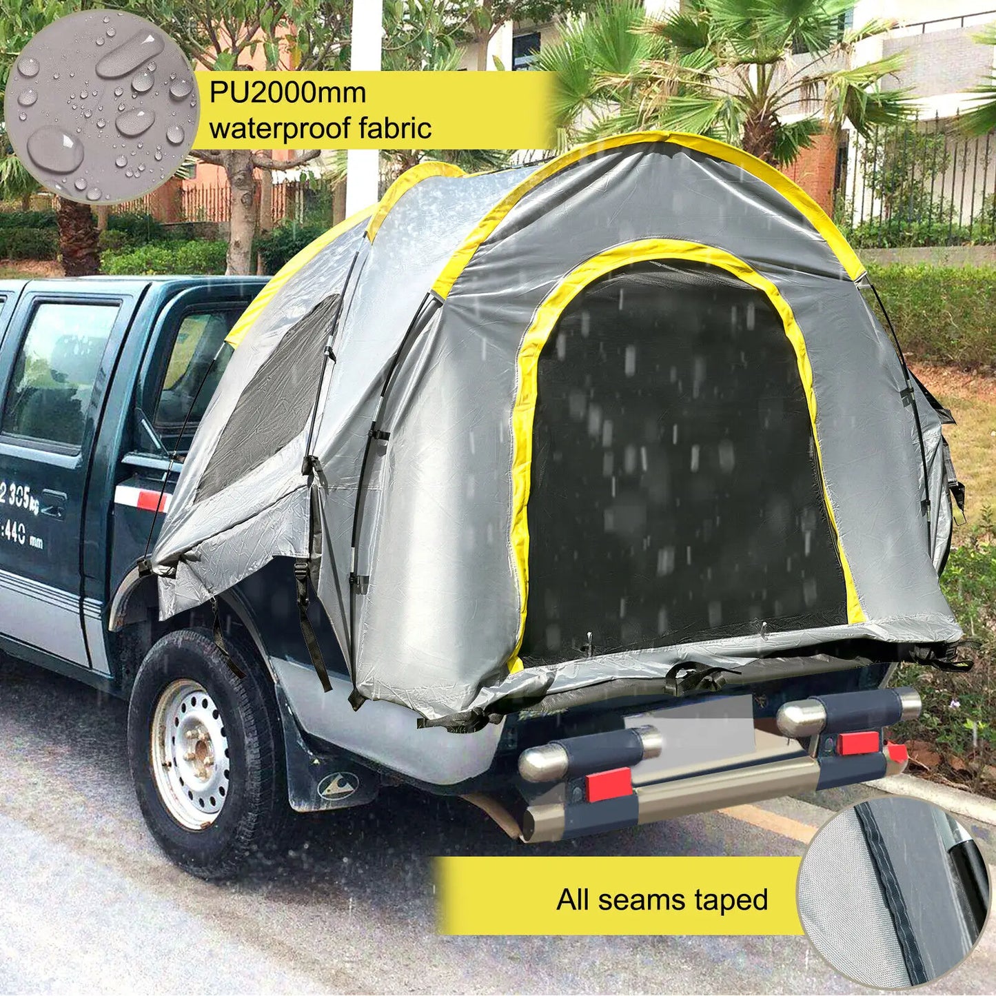 5-8 FT Waterproof Truck Tent for Full / Mid Size Truck 2-Person