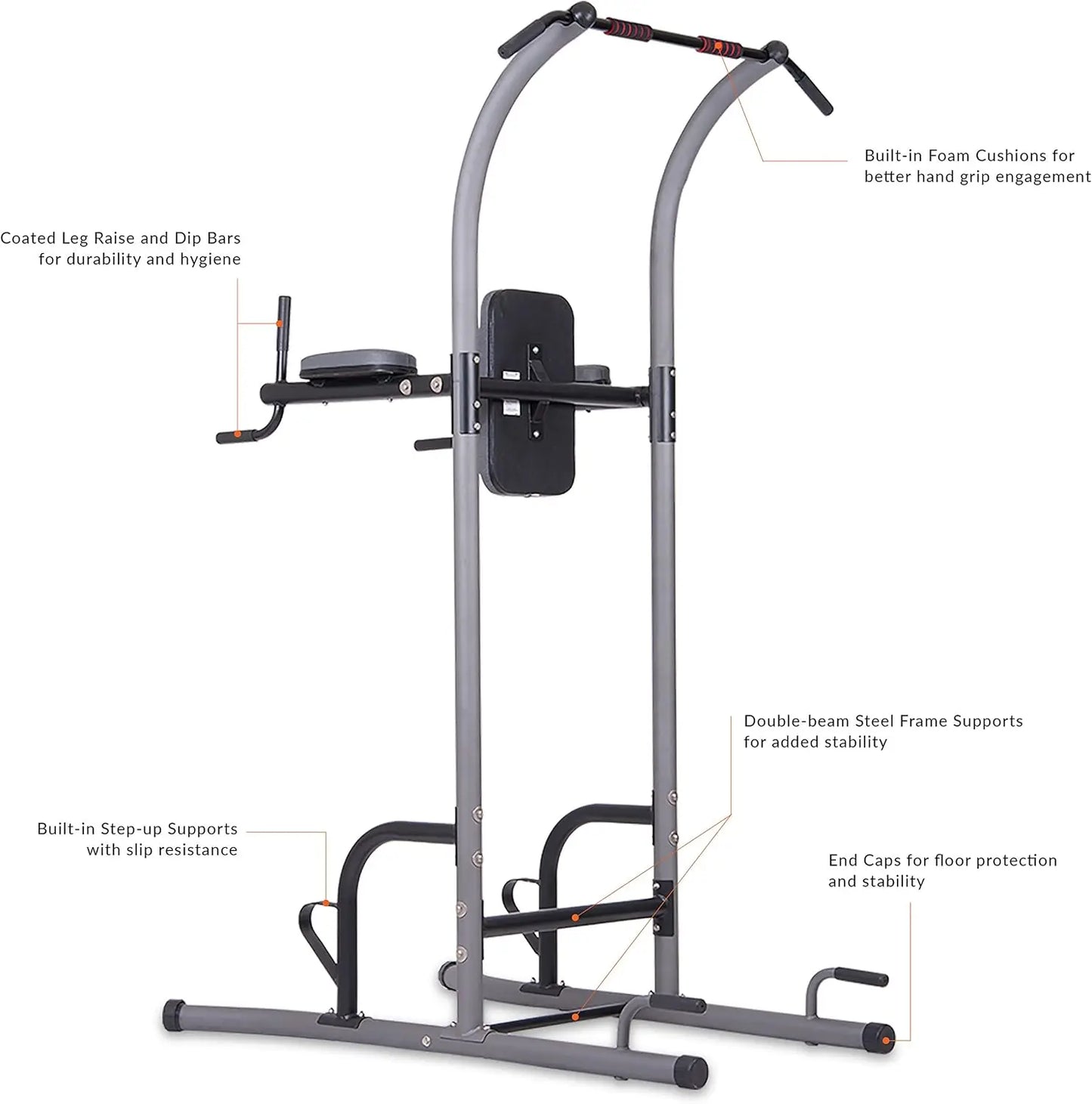 Multi-Function Power Station for Pull Ups, Push Ups, Vertical Knee