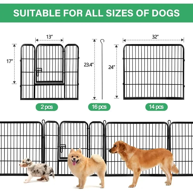 Indoor Outdoor Pet Playpen for Dogs, 16 Panels 24" Height