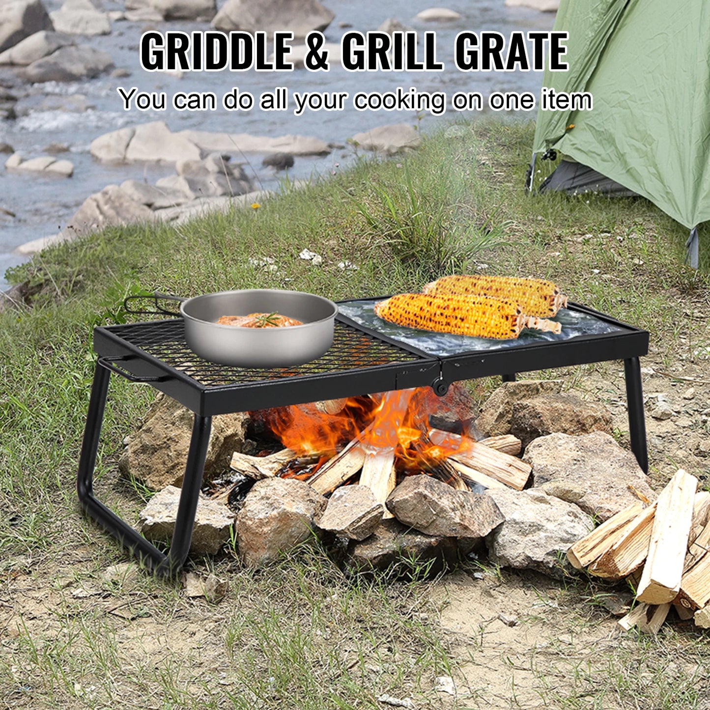 Folding Campfire Grill, Portable with Legs Carrying Bag