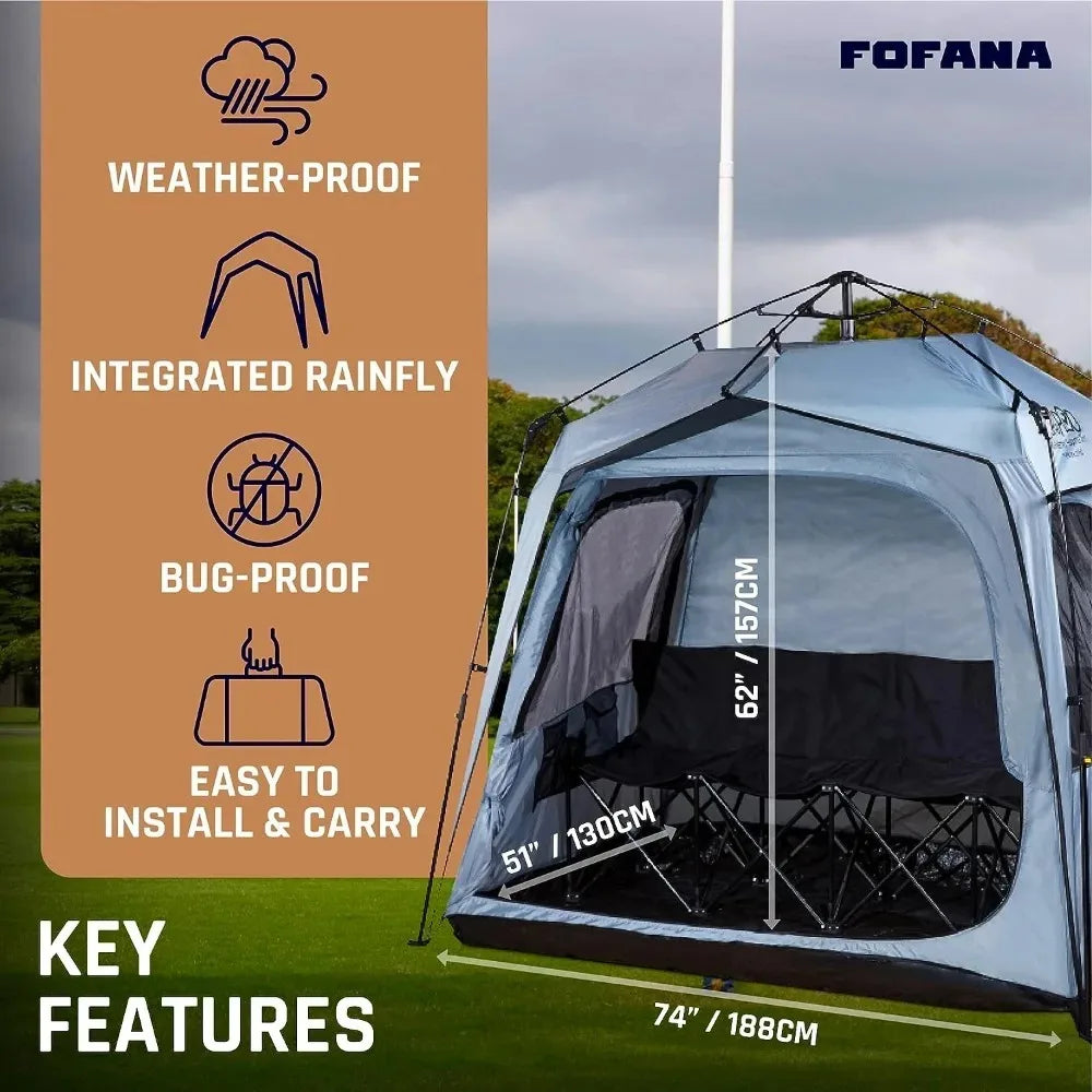 Large Pop Up Weather Pod for Rain Wind Cold - Fits Family of 4