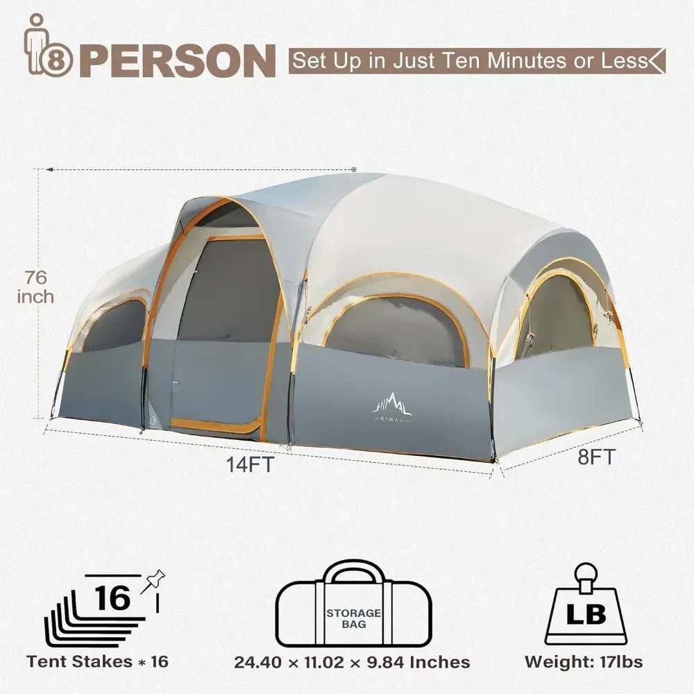 8 Person Tent, Divided Curtain Design for Privacy Space