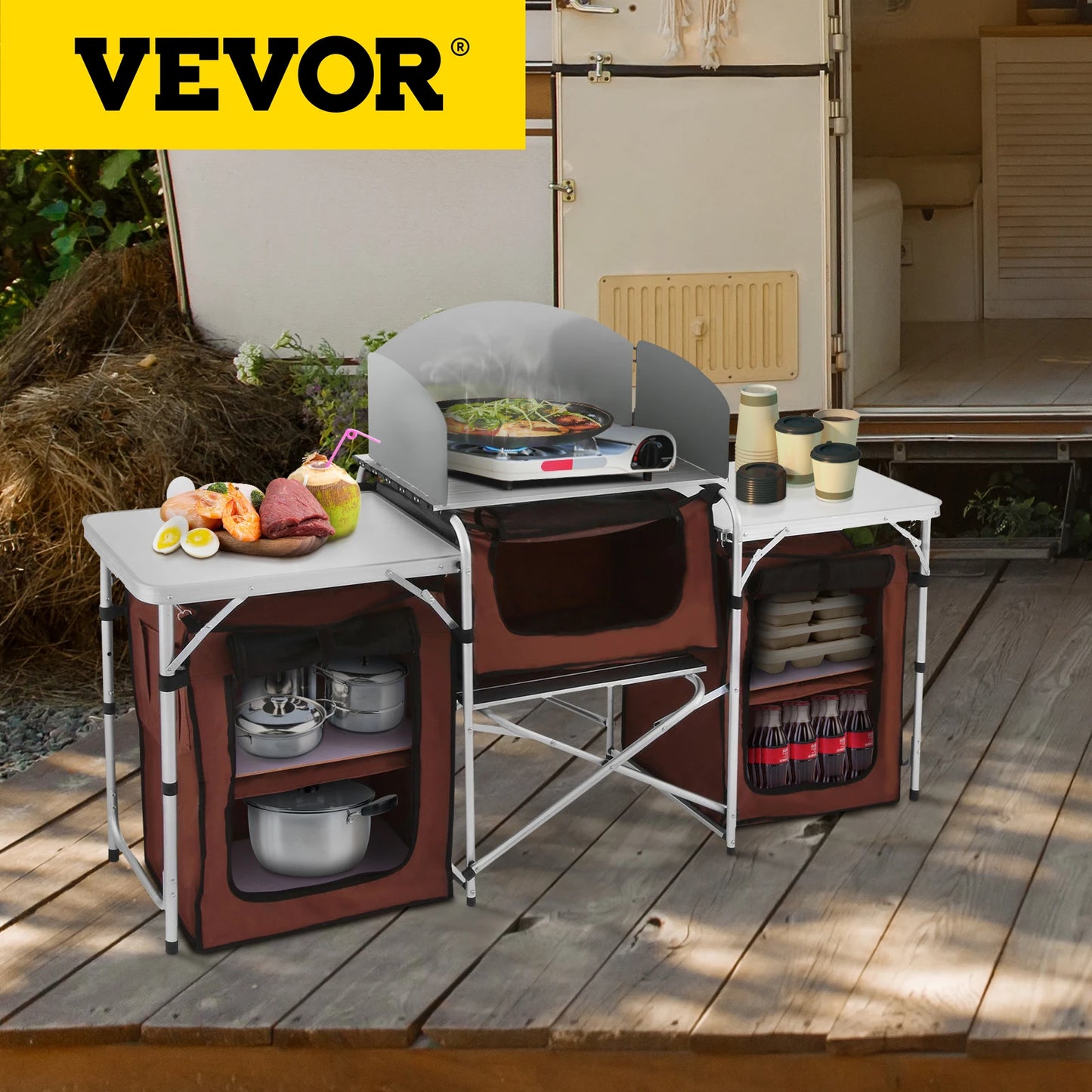 Outdoor Camping Kitchen Table Cabinet