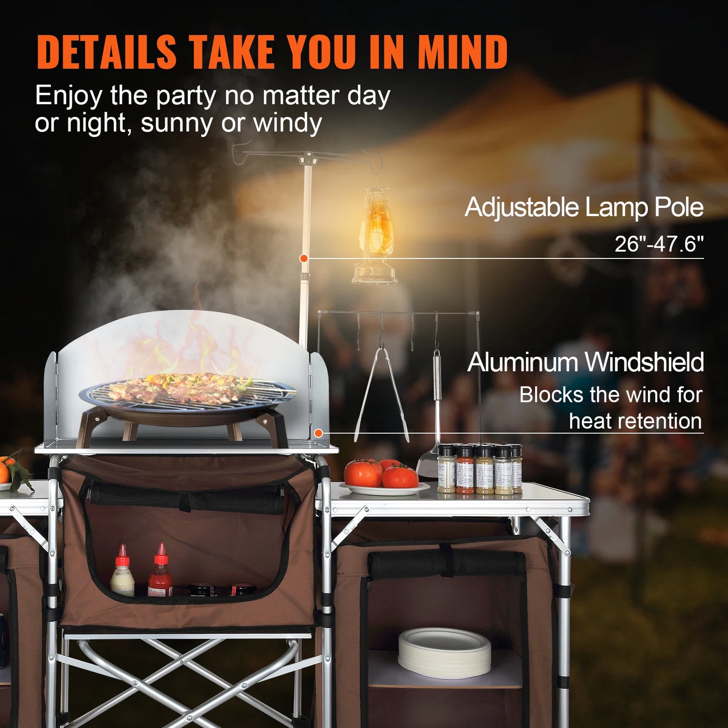 Outdoor Camping Kitchen Table Cabinet