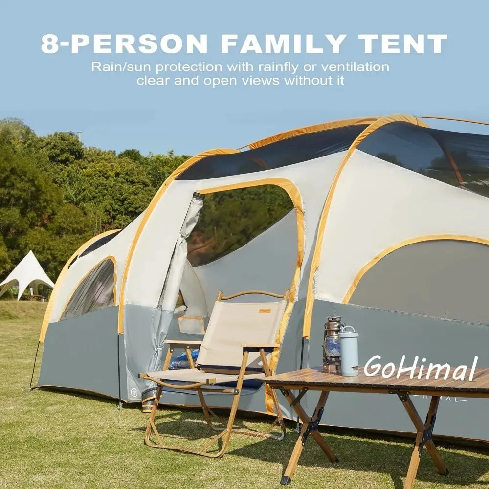 8 Person Tent, Divided Curtain Design for Privacy Space