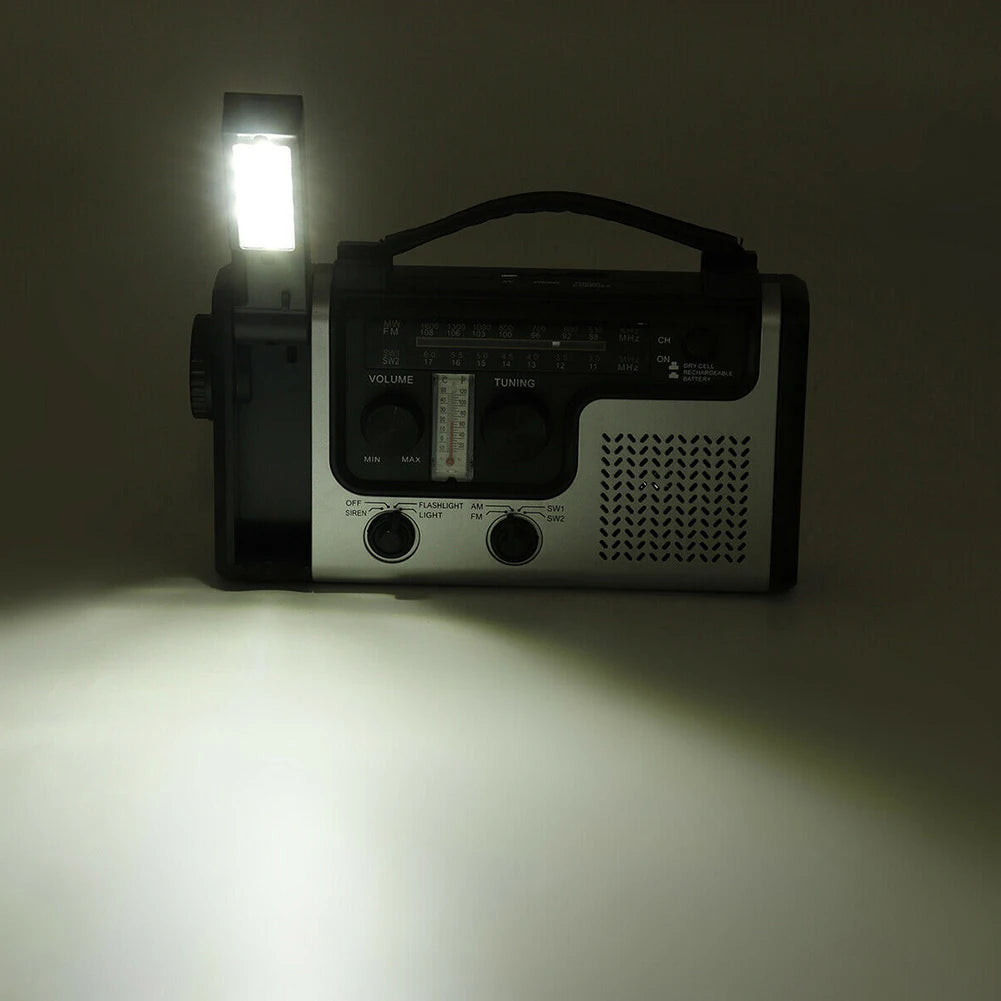 Solar Powered Hand Crank Radio  with LED Flashlight