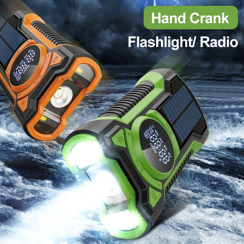 Multifunctional Hand Crank Solar USB Weather Radio with LED Flashlight