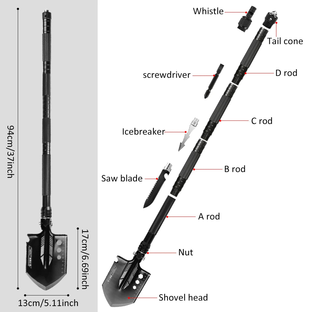 Multipurpose Shovel Axe Set  Portable Folding Military Tomahawk