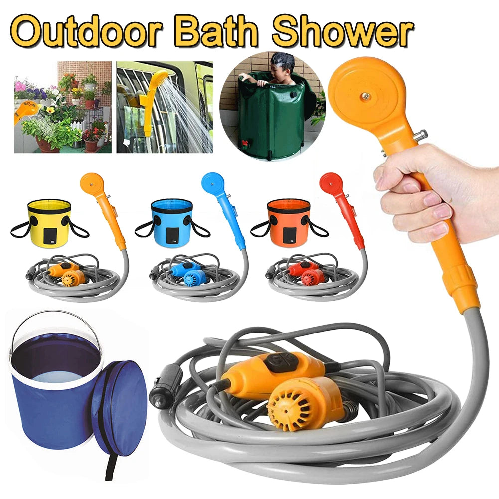 Camping Shower with 20L Water Bucket 12V Pump Electric