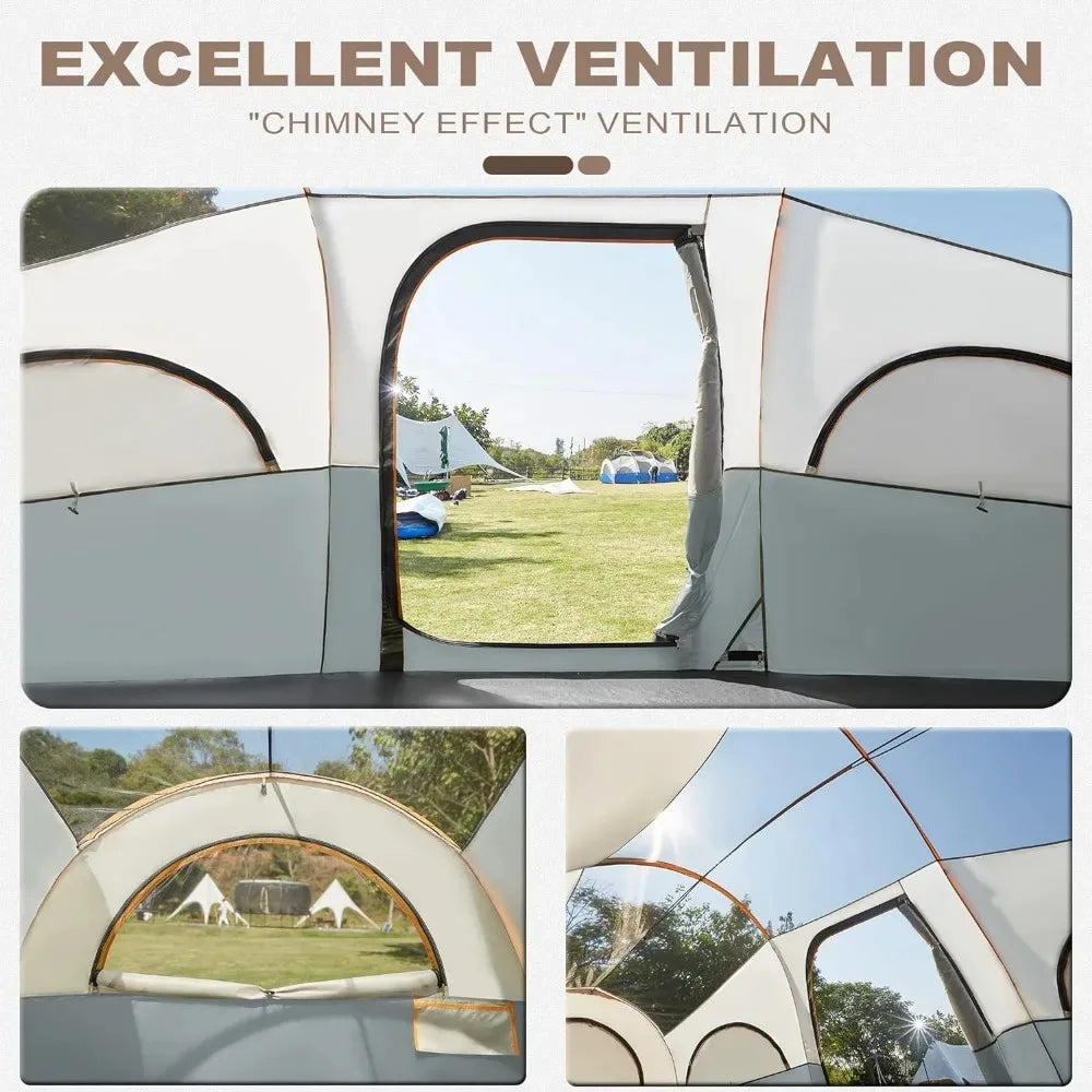 8 Person Tent, Divided Curtain Design for Privacy Space