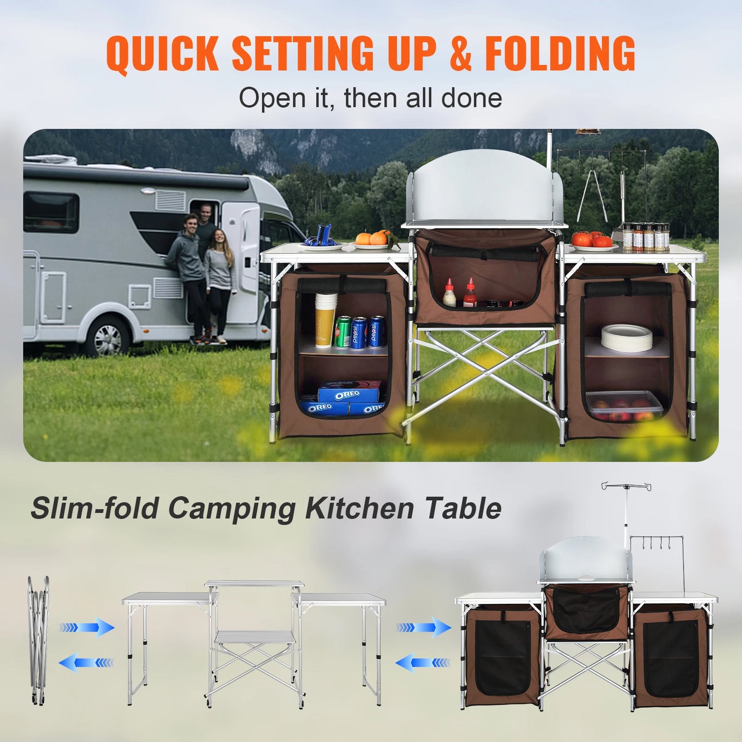 Outdoor Camping Kitchen Table Cabinet