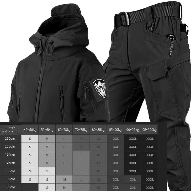 Outdoor Shark Skin Warmth Jackets Pants Set Men Tactical