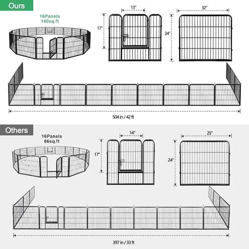 Indoor Outdoor Pet Playpen for Dogs, 16 Panels 24" Height