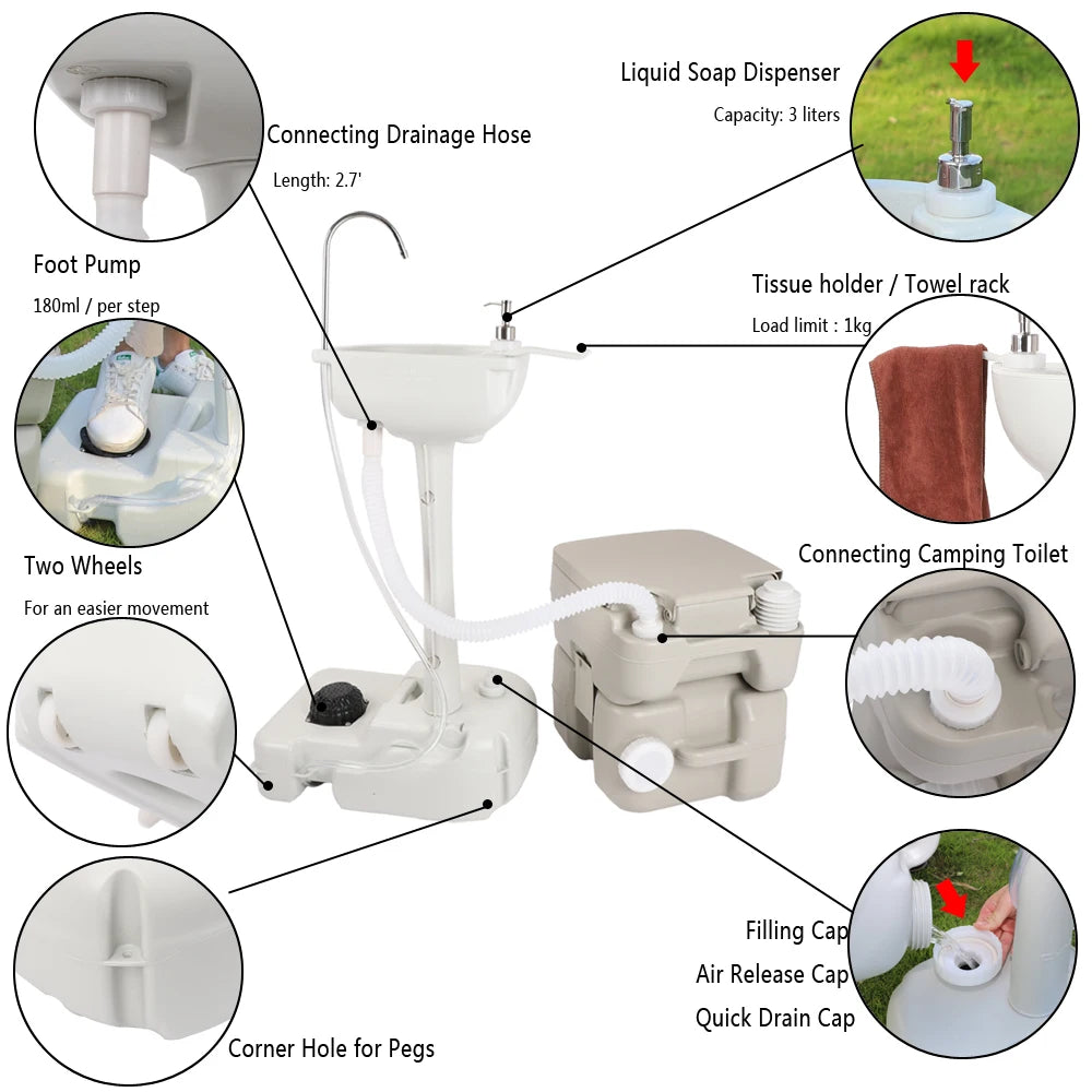 Portable Camping Sink with Toilet