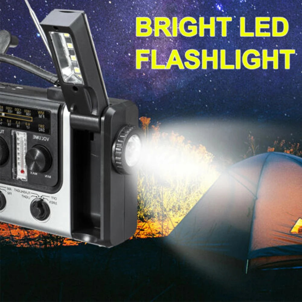 Solar Powered Hand Crank Radio  with LED Flashlight