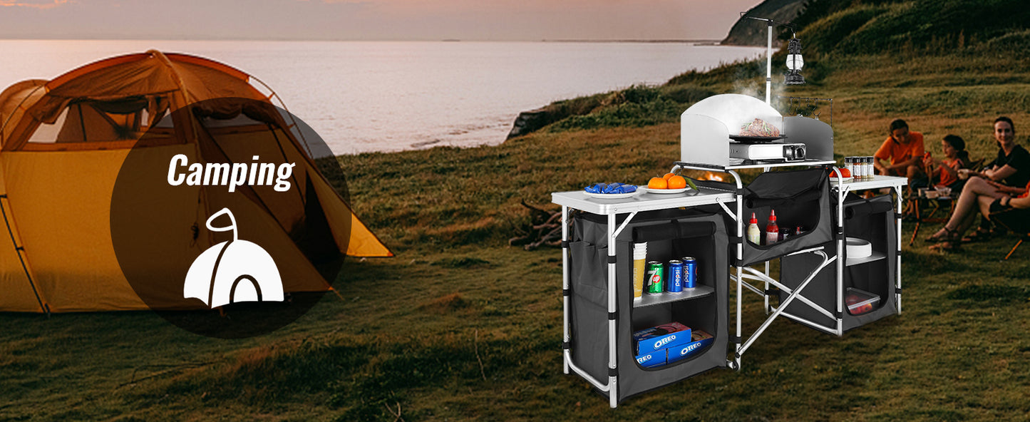 Outdoor Camping Kitchen Table Cabinet